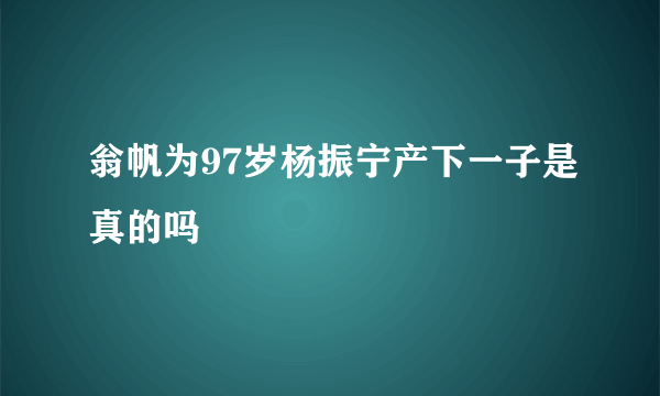 翁帆为97岁杨振宁产下一子是真的吗