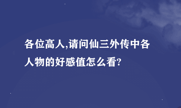 各位高人,请问仙三外传中各人物的好感值怎么看?