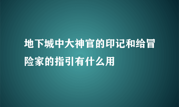 地下城中大神官的印记和给冒险家的指引有什么用