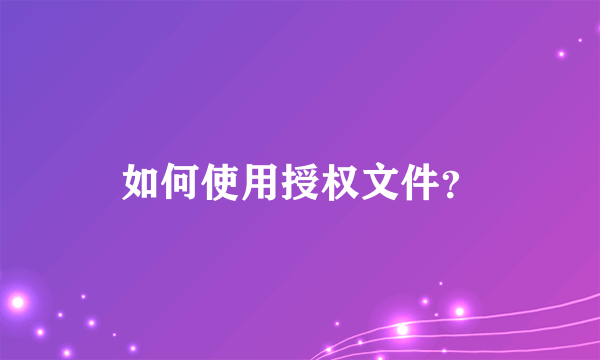 如何使用授权文件？