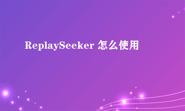 ReplaySeeker 怎么使用