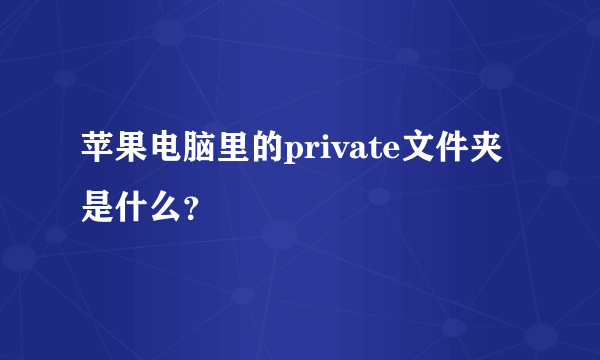 苹果电脑里的private文件夹是什么？