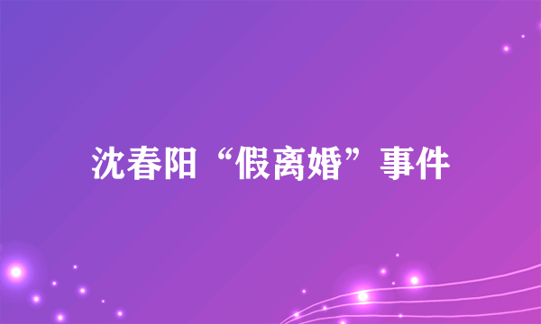 沈春阳“假离婚”事件