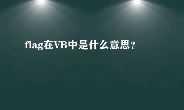 flag在VB中是什么意思？
