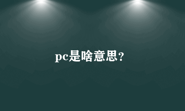 pc是啥意思？