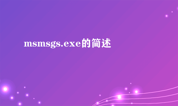 msmsgs.exe的简述