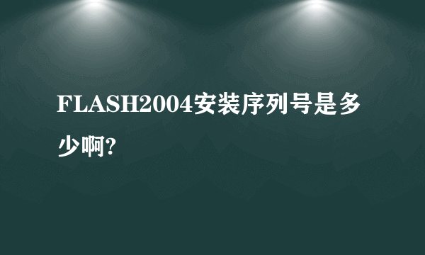 FLASH2004安装序列号是多少啊?