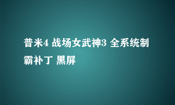 普米4 战场女武神3 全系统制霸补丁 黑屏