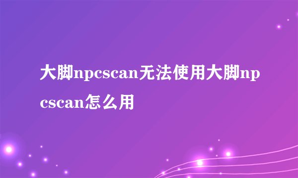 大脚npcscan无法使用大脚npcscan怎么用