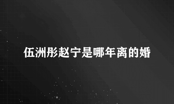 伍洲彤赵宁是哪年离的婚