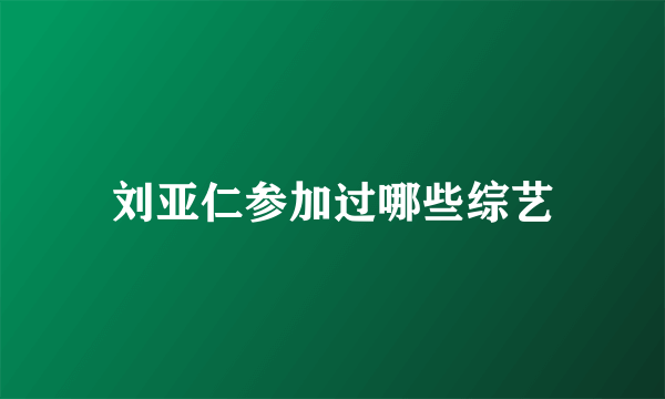 刘亚仁参加过哪些综艺