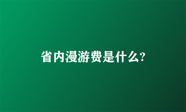 省内漫游费是什么?