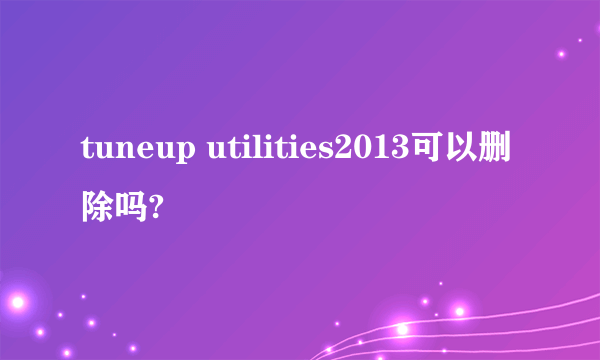 tuneup utilities2013可以删除吗?
