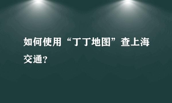 如何使用“丁丁地图”查上海交通？