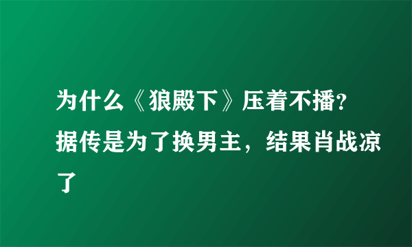 为什么《狼殿下》压着不播？据传是为了换男主，结果肖战凉了