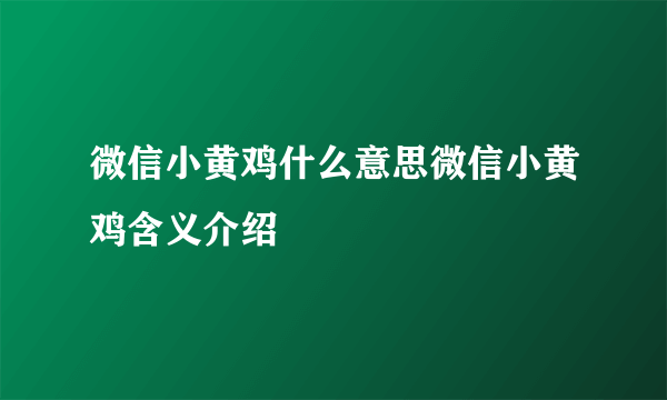 微信小黄鸡什么意思微信小黄鸡含义介绍