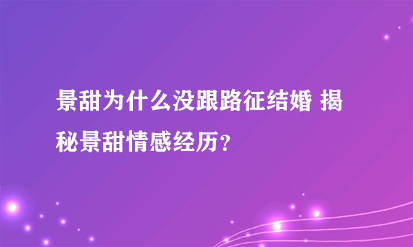 景甜为什么没跟路征结婚 揭秘景甜情感经历？