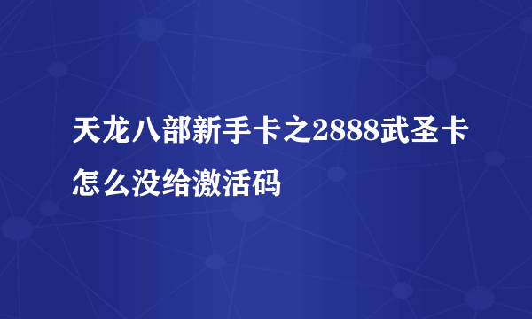 天龙八部新手卡之2888武圣卡怎么没给激活码