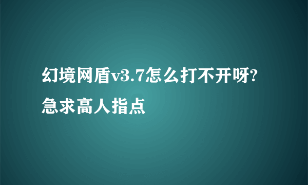 幻境网盾v3.7怎么打不开呀?急求高人指点