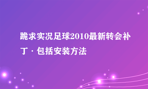 跪求实况足球2010最新转会补丁·包括安装方法