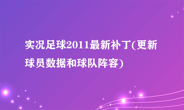 实况足球2011最新补丁(更新球员数据和球队阵容)