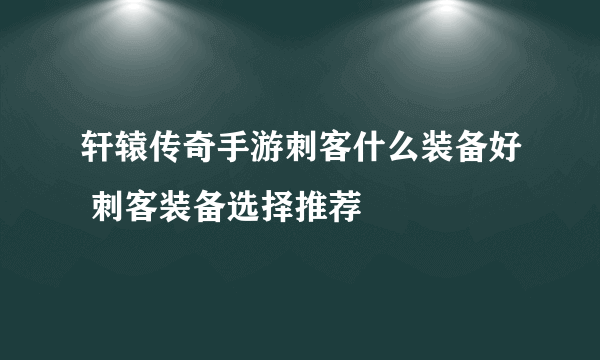 轩辕传奇手游刺客什么装备好 刺客装备选择推荐