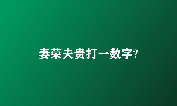 妻荣夫贵打一数字?