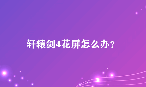 轩辕剑4花屏怎么办？