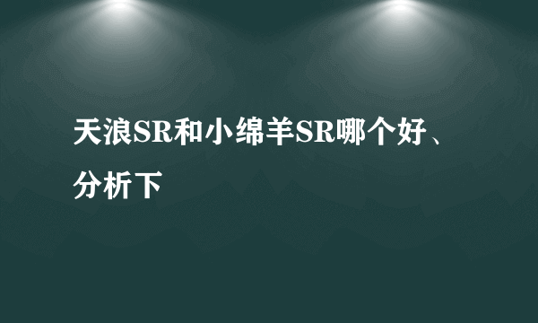 天浪SR和小绵羊SR哪个好、分析下