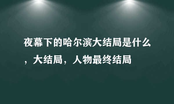 夜幕下的哈尔滨大结局是什么，大结局，人物最终结局