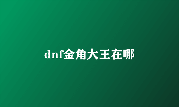 dnf金角大王在哪