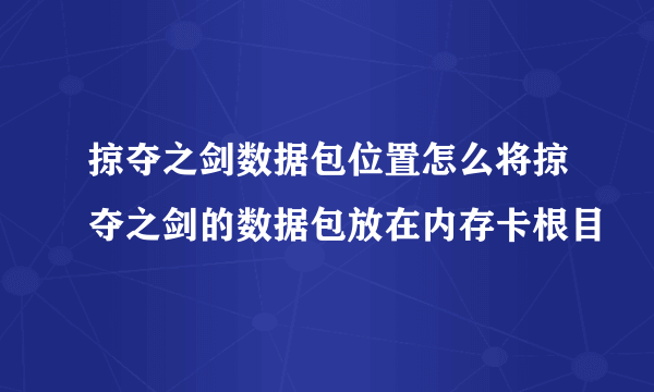 掠夺之剑数据包位置怎么将掠夺之剑的数据包放在内存卡根目