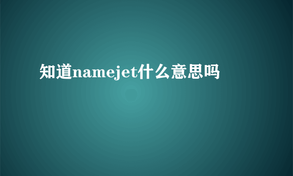 知道namejet什么意思吗