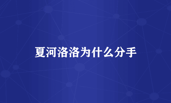 夏河洛洛为什么分手