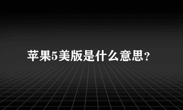 苹果5美版是什么意思？