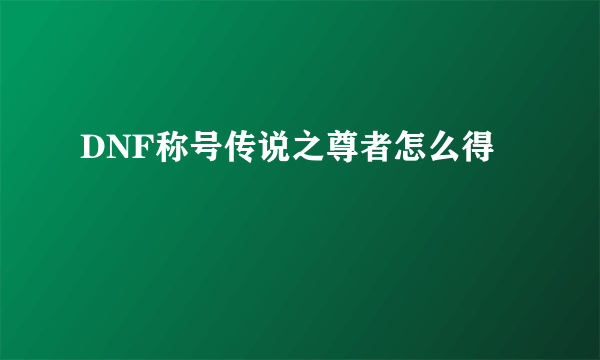 DNF称号传说之尊者怎么得