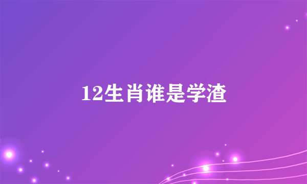 12生肖谁是学渣