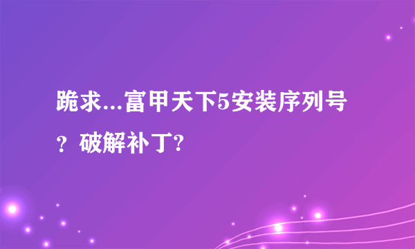 跪求...富甲天下5安装序列号？破解补丁?