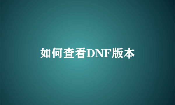 如何查看DNF版本