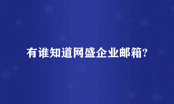 有谁知道网盛企业邮箱?