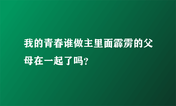 我的青春谁做主里面霹雳的父母在一起了吗？