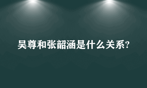 吴尊和张韶涵是什么关系?