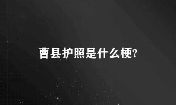 曹县护照是什么梗?