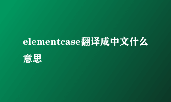elementcase翻译成中文什么意思
