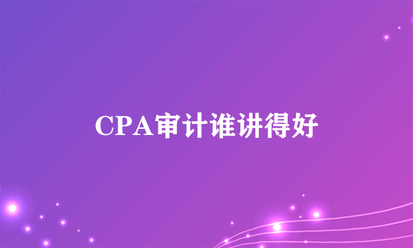 CPA审计谁讲得好