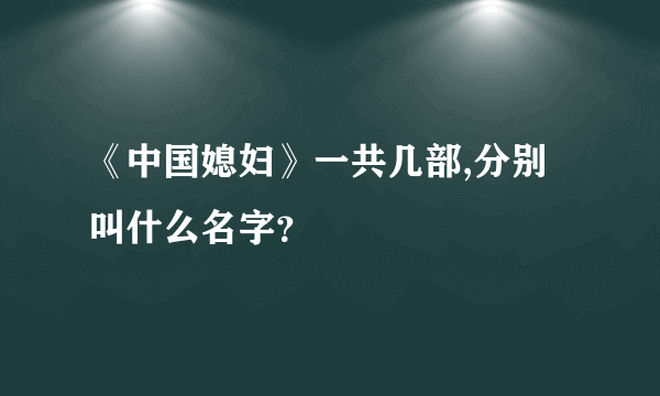 《中国媳妇》一共几部,分别叫什么名字？
