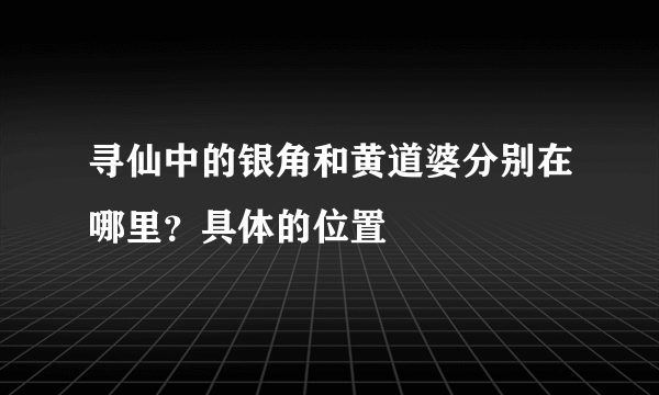 寻仙中的银角和黄道婆分别在哪里？具体的位置