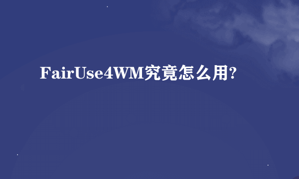 FairUse4WM究竟怎么用?