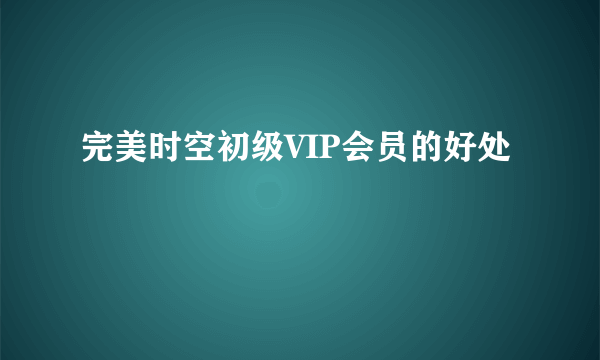 完美时空初级VIP会员的好处