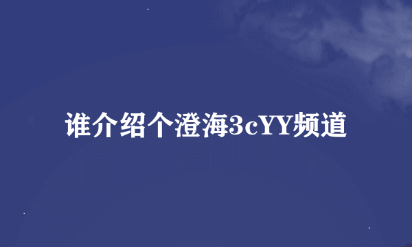 谁介绍个澄海3cYY频道